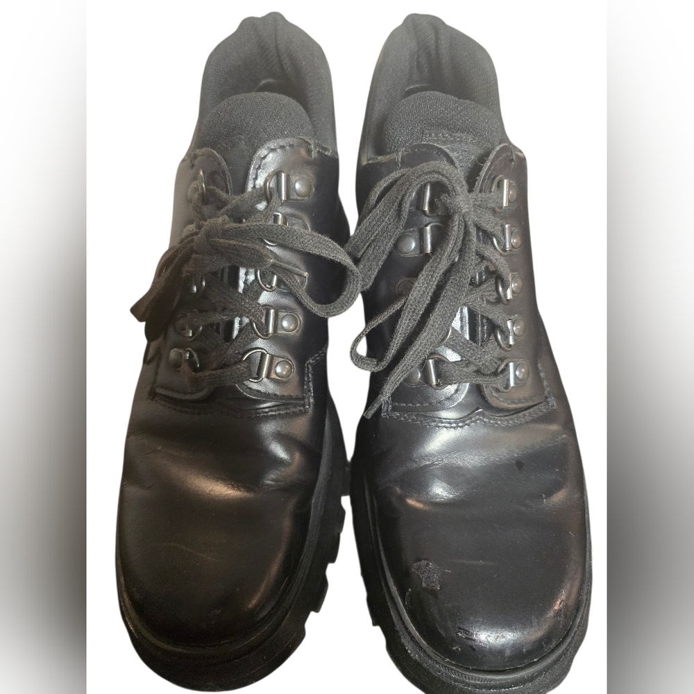 Vintage Prada Leather Lug Sole Combat Boots Size 39 Made in Italy - Picture 6 of 16